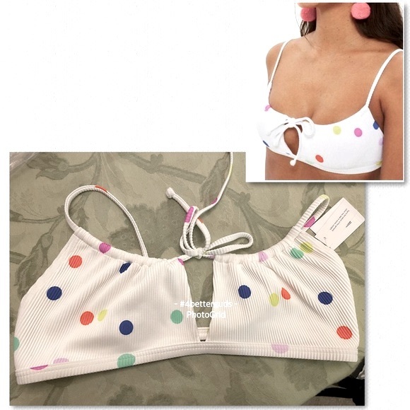 Topshop Other - New Topshop White Colorful Polka-Dot Swimsuit Bikini Top Separates US 10 UK 14